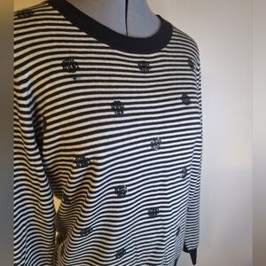 Banana Republic Black and White Striped Women's Sweater Size Large